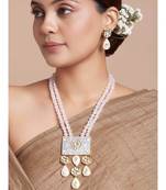 Grey Meenakari Necklace Set With Hydro Polkis