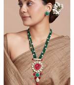 Green And Red Necklace Set With Hydro polkis