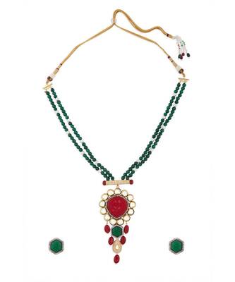 Green And Red Necklace Set With Hydro polkis 3