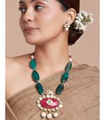 Green And Red Necklace Set With Hydro Polkis