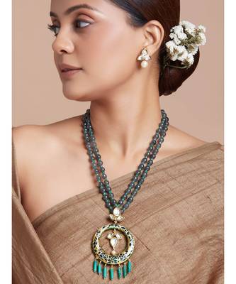 Grey Agate Beads Necklace Set 1
