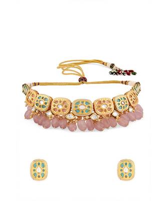 Pink Jade Tumbles Necklace Set 3