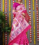 PINK COLOR Soft Silk Wiving Silver Zari Saree