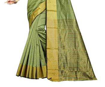 Green woven chanderi silk saree with blouse 3