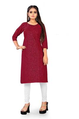 Maroon embroidered cotton party-wear-kurtis 1