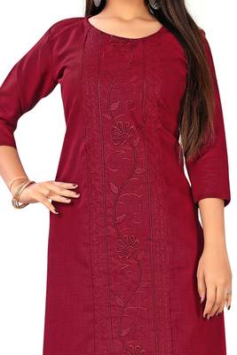 Maroon embroidered cotton party-wear-kurtis 2