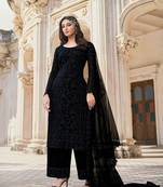 Black embroidered net salwar