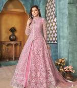Pink embroidered net salwar