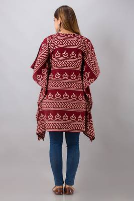 Dark-maroon printed rayon ethnic-kurtis 4