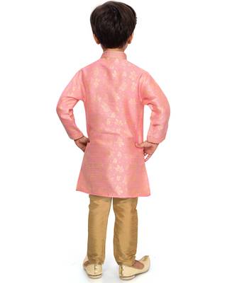 Pink woven silk boys-kurta-pyjama 3