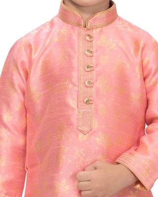 Pink woven silk boys-kurta-pyjama 4