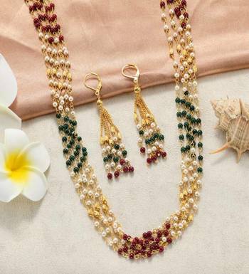 Multicolor Alloy 5 Line Pearl Beaded Necklace Imitation 2