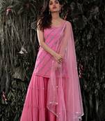 Gorgeous Light Pink Royal Georgette Sharara Salwar Suit Semi Stitched