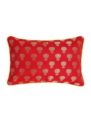 Set of 2 Lotus Motif Gold Red Cushion Cover 2