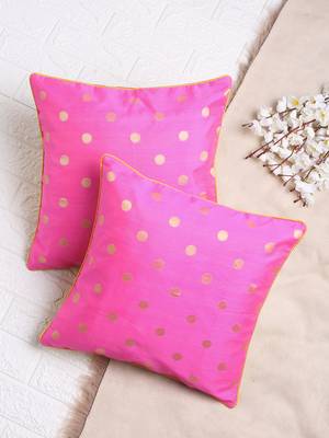 Set of 2 Mauve Polka Dots Cushion Cover 1