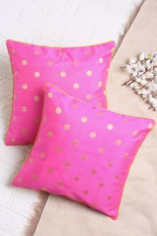 Set of 2 Mauve Polka Dots Cushion Cover