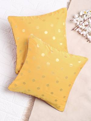 Set of 2 Yellow Gold Polka Dots Cushion Cover 1