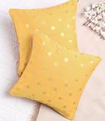 Set of 2 Yellow Gold Polka Dots Cushion Cover