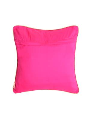 Set of 2 Magenta Gold Jacquard Cushion Cover 3