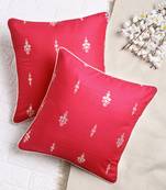 Set of 2 Gold on Magenta Cushion Cover