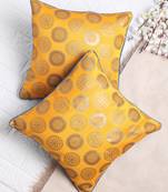 Set of 2 Gold Motif Cushion Cover - Sqaure