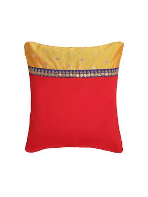 Set of 2 Red and Yellow Gold Print Cushion Cover - Sqaure 2