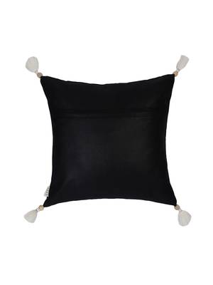Set of 2 Mughal Emberoidery in ivory on black cushion cover 3