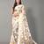 Off white printed georgette saree with blouse
