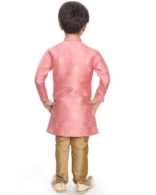 Pink woven silk boys-kurta-pyjama 3