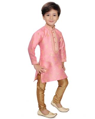 Pink woven silk boys-kurta-pyjama 5