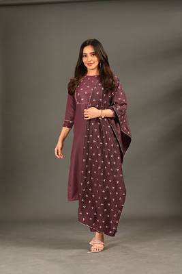 Purple printed viscose rayon combo-kurtis 1