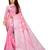 Pink woven cotton silk saree with blouse