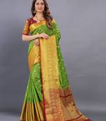 Mehendi woven silk saree with blouse