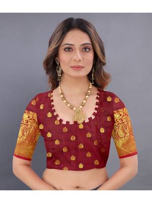 Mehendi woven silk saree with blouse 5