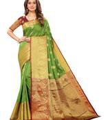Mehendi woven silk saree with blouse