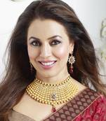 traditional style gold plated choker necklace set