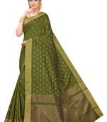 Mehendi woven silk saree with blouse