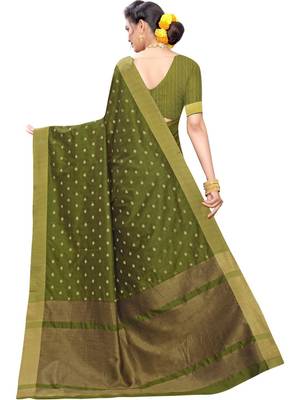 Mehendi woven silk saree with blouse 2
