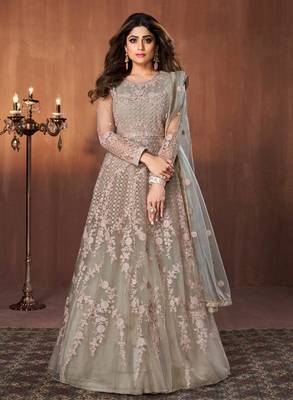 Light-green embroidered net salwar 1