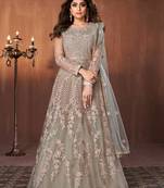 Light-green embroidered net salwar