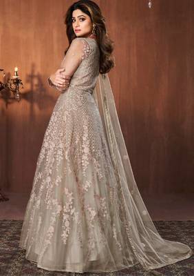 Light-green embroidered net salwar 2