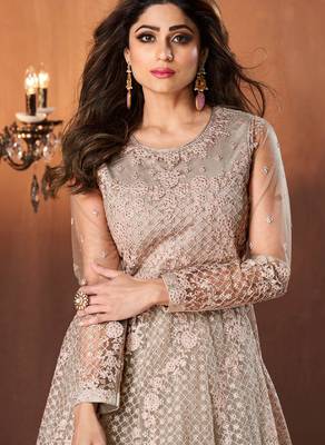 Light-green embroidered net salwar 3