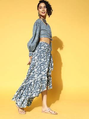 Blue printed cotton tops 2
