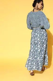 Blue printed cotton tops