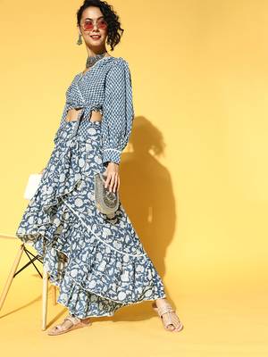 Blue printed cotton tops 5