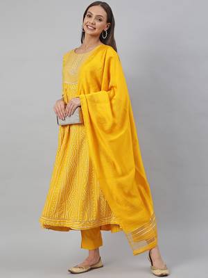 Yellow bandhej rayon salwar 2