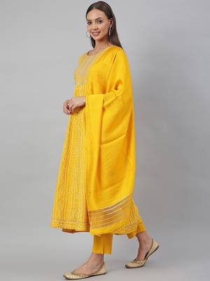 Yellow bandhej rayon salwar 3
