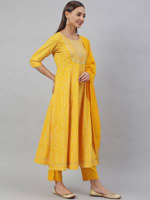 Yellow bandhej rayon salwar 4