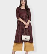 Wine woven cotton kurta-sets