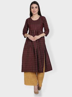 Wine woven cotton kurta-sets 2